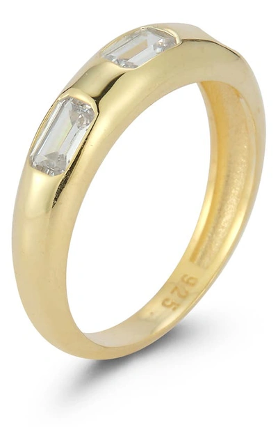 Glaze Jewelry 14k Gold Plated Sterling Silver Cz Dome Ring In Gold
