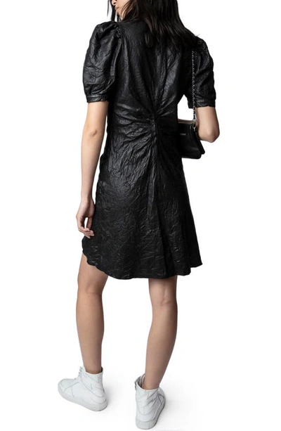 Shop Zadig & Voltaire Rixe Cuir Froisse Crinkle Leather Minidress In Noir