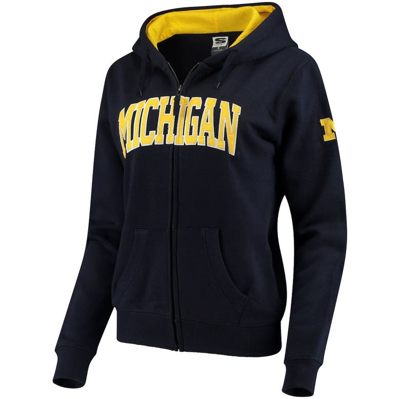 Colosseum Stadium Athletic Navy Michigan Wolverines Arched Name Full-zip Hoodie In Navy