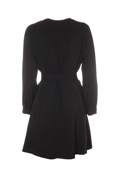 Shop Dondup Tie-waist V-neck Dress In Black