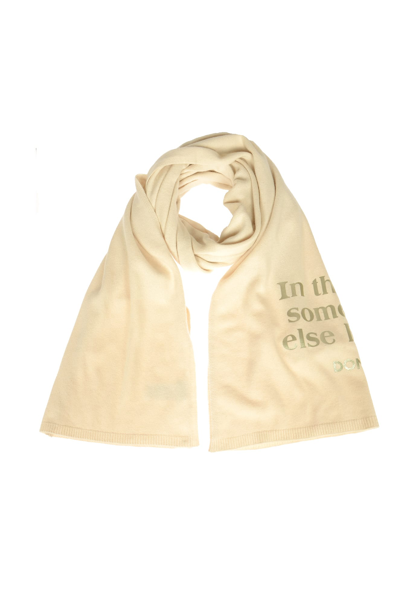 Shop Dondup Quote Print Scarf In Ivory