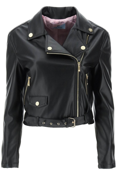 Shop Chiara Ferragni Eye Like Studs Biker Jacket In Black