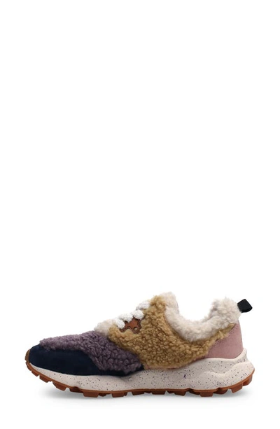 Shop Flower Mountain Pampas Teddy Faux Shearling Sneaker In Navy-lilac -beige