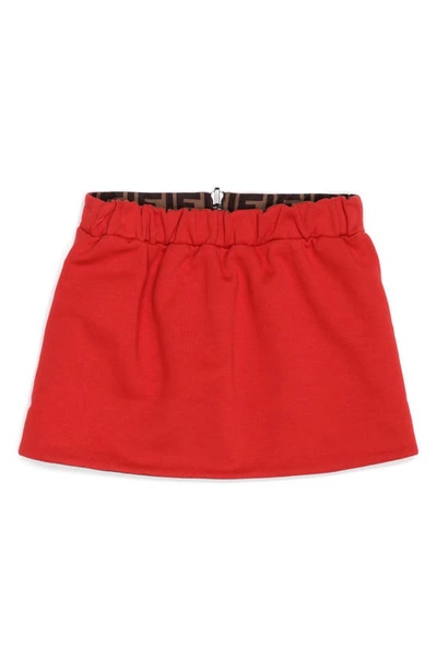 Shop Fendi Kids' Ff Logo Reversible Cotton Skirt In F18o4 Red