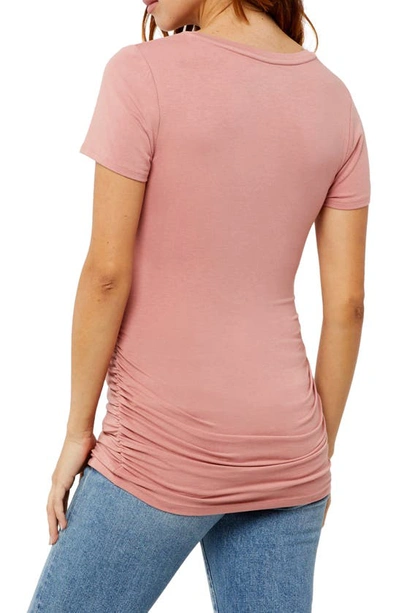 Shop A Pea In The Pod Ruched Scoop Neck Maternity/postpartum Top In Old Rose