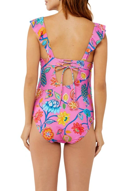 Shop A Pea In The Pod Ruffle One-piece Maternity Swimsuit In Pink Floral
