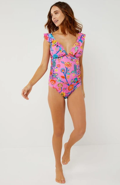 Shop A Pea In The Pod Ruffle One-piece Maternity Swimsuit In Pink Floral