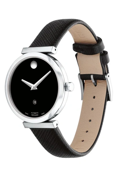 Shop Movado Museum Classic Leather Strap Watch, 32mm In Black