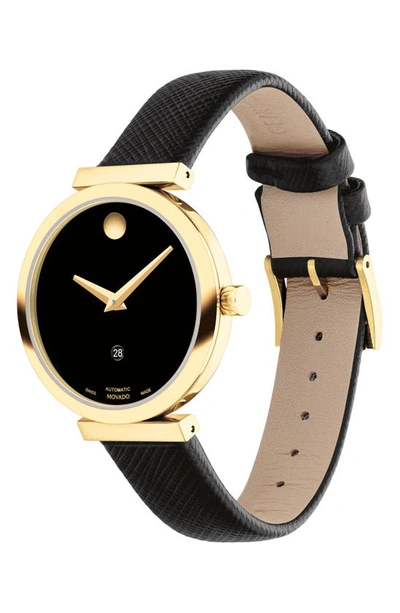 Shop Movado Museum Classic Leather Strap Watch, 32mm In Black Dial