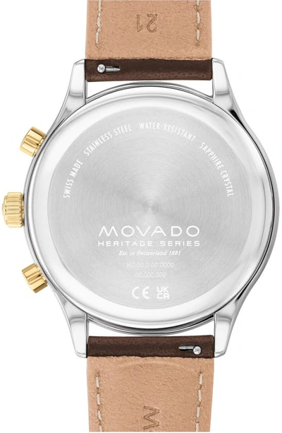 Shop Movado Heritage Calendoplan Chronograph Leather Strap Watch, 43mm In Blue