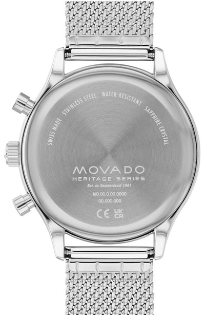 Shop Movado Heritage Mesh Strap Watch, 43mm In Silver/ Blue