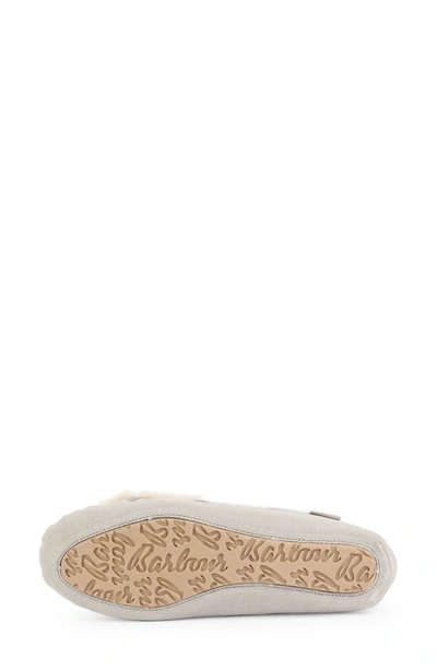 Barbour Darcie Faux Fur Lined Slipper In Grey Suede/ White/ Grey Tartan