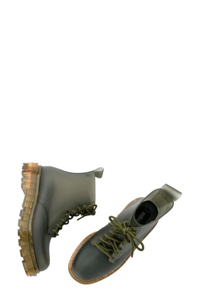 Shop Melissa Coturno Combat Boot In Clear Yellow/ Green