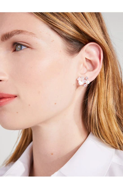 Shop Kate Spade Precious Pansy Cluster Stud Earrings In Rose Gold/ White Multi
