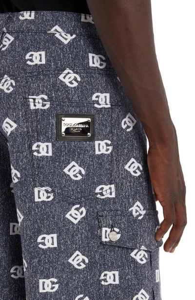 Shop Dolce & Gabbana Logo Jacquard Denim Cargo Shorts