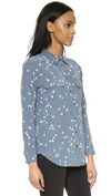 Equipment 'slim Signature' Star Print Silk Shirt In Bluestone