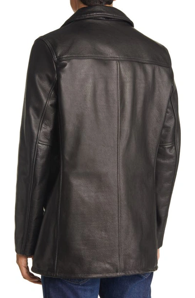 Shop Schott Nyc Cowhide Leather Car Coat In Black