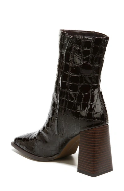Sam Edelman Ivette Croc Embossed Flared Block Heel Bootie In Saddle