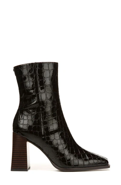 Sam Edelman Ivette Croc Embossed Flared Block Heel Bootie In Saddle