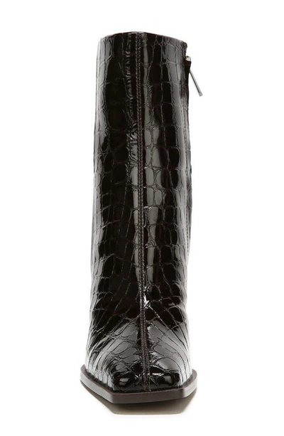 Sam Edelman Ivette Croc Embossed Flared Block Heel Bootie In Saddle