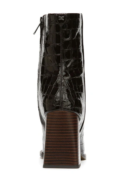Sam Edelman Ivette Croc Embossed Flared Block Heel Bootie In Saddle