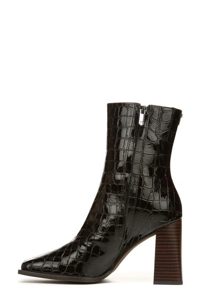 Sam Edelman Ivette Croc Embossed Flared Block Heel Bootie In Saddle