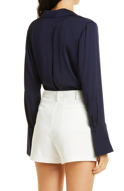 Shop Kobi Halperin Liv Stretch Silk Blouse In Midnight Blue