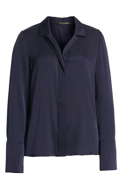 Shop Kobi Halperin Liv Stretch Silk Blouse In Midnight Blue