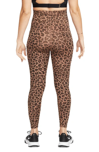 Nike One (m) High-waisted Leopard Print Leggings (maternity) In Brown | ModeSens