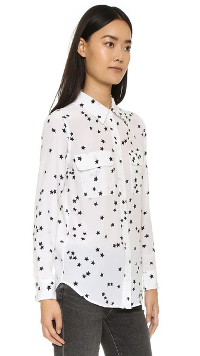 Equipment Slim Signature Printed Washed-silk Shirt In White