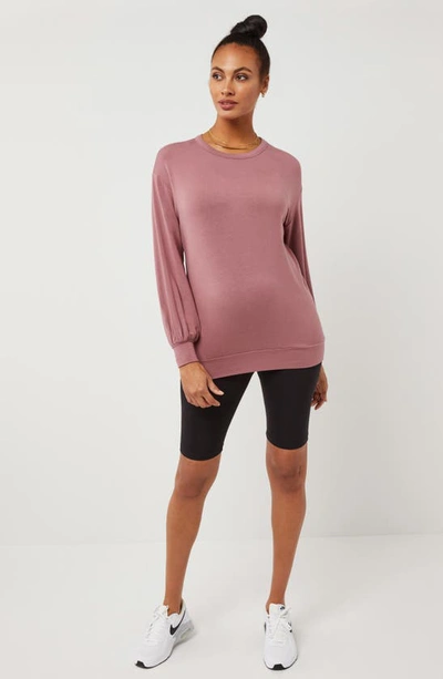 A Pea In The Pod French Terry Maternity Sweatshirt In Rose Brown