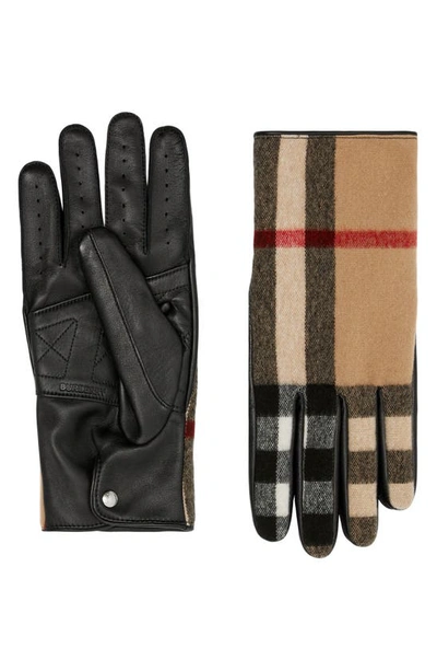 Shop Burberry Gabriel Wool Gloves In Archive Beige