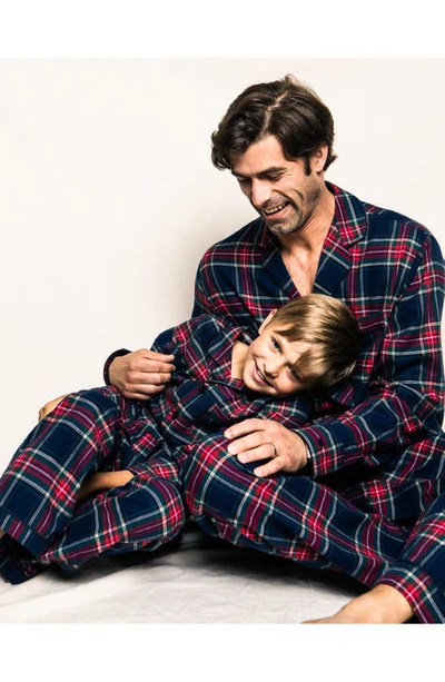 Petite Plume Kids' Windsor Tartan Plaid Two-piece Pajamas In Navy