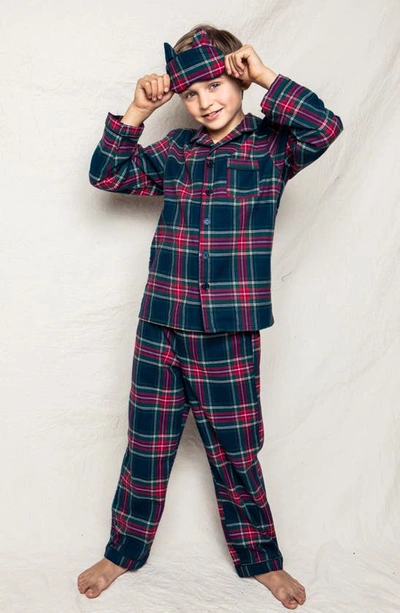 Petite Plume Kids' Windsor Tartan Plaid Two-piece Pajamas In Navy