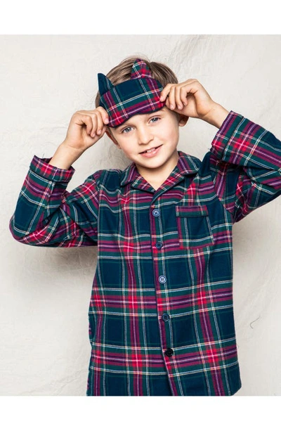 Petite Plume Kids' Windsor Tartan Plaid Two-piece Pajamas In Navy