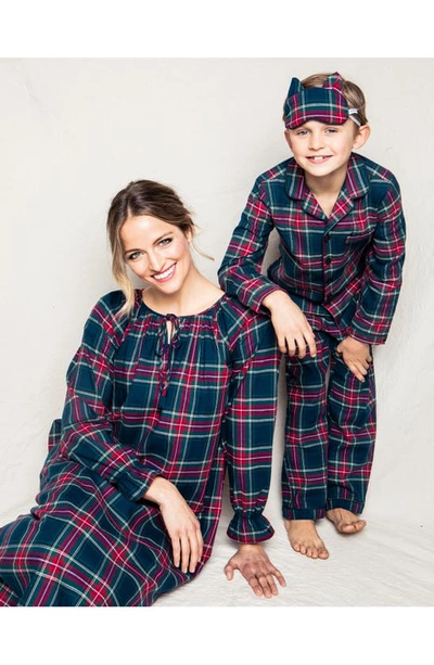 Petite Plume Kids' Windsor Tartan Plaid Two-piece Pajamas In Navy