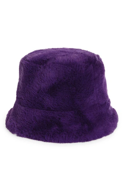 Shop Apparis Gilly Koba Faux Fur Bucket Hat In Electric Purple