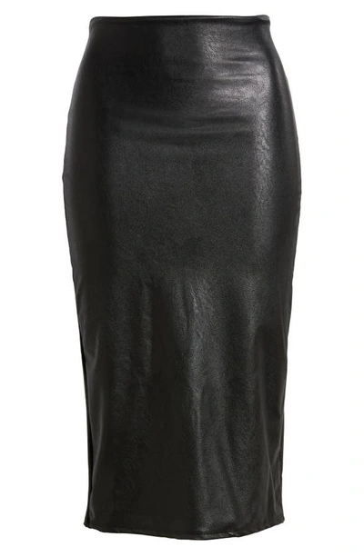 Commando Faux Leather Side Slit Midi Skirt In Black