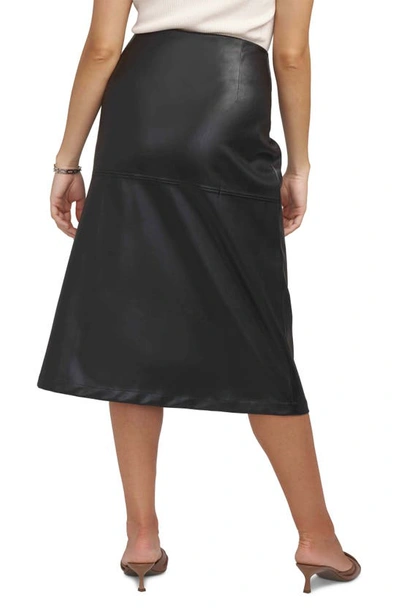 Shop Anne Klein Front Slit Faux Leather Midi Skirt In Anne Black