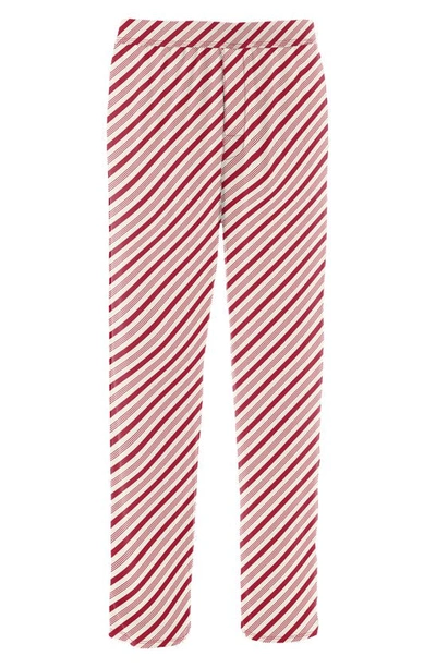 Shop Kickee Pants Print Pajama Pants In Crimson Candy Cane Stripe