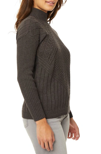 Shop Jones New York Cable Knit Sweater In Dark Heather Grey
