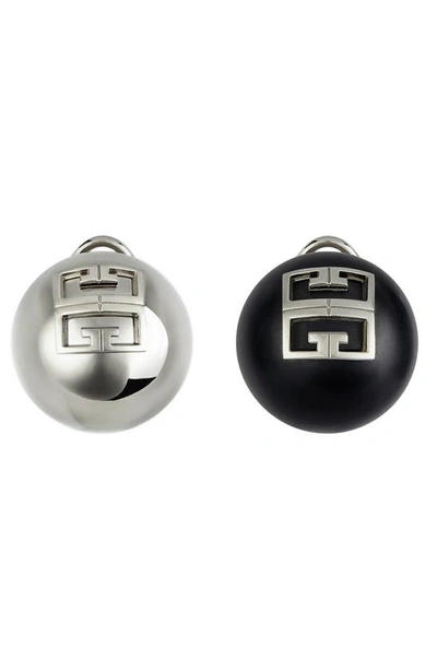 Shop Givenchy 4g Mismatched Stud Earrings In 008-black/ Silvery