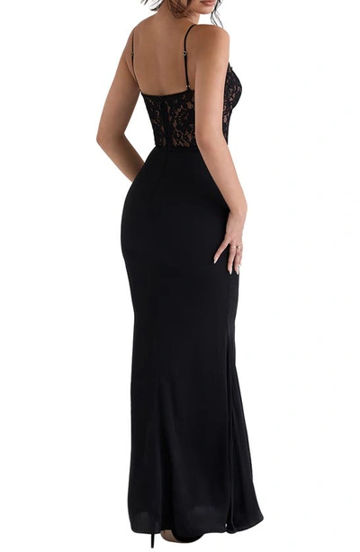 House Of Cb Cara Corset Illusion Lace Underwire Cocktail Dress In Black