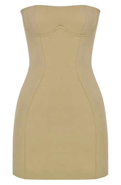 House Of Cb Elissa Strapless Minidress In Stone