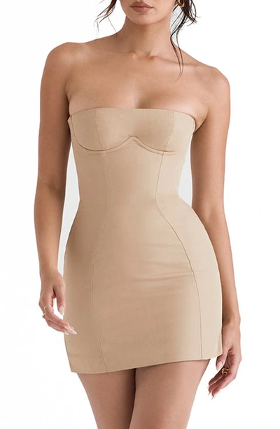 House Of Cb Elissa Strapless Minidress In Stone