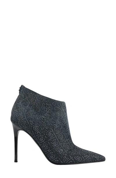 Guess Fazzie Rhinestone Embellished Pointed Toe Stiletto Bootie In Black