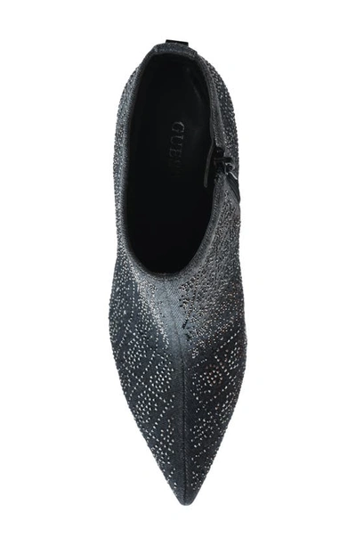 Guess Fazzie Rhinestone Embellished Pointed Toe Stiletto Bootie In Black