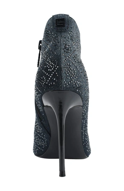 Guess Fazzie Rhinestone Embellished Pointed Toe Stiletto Bootie In Black