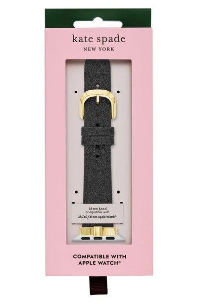 Shop Kate Spade Glitter Leather 20mm Apple Watch® Watchband In Black