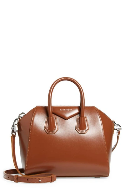 Givenchy Mini Antigona Leather Satchel In Tan